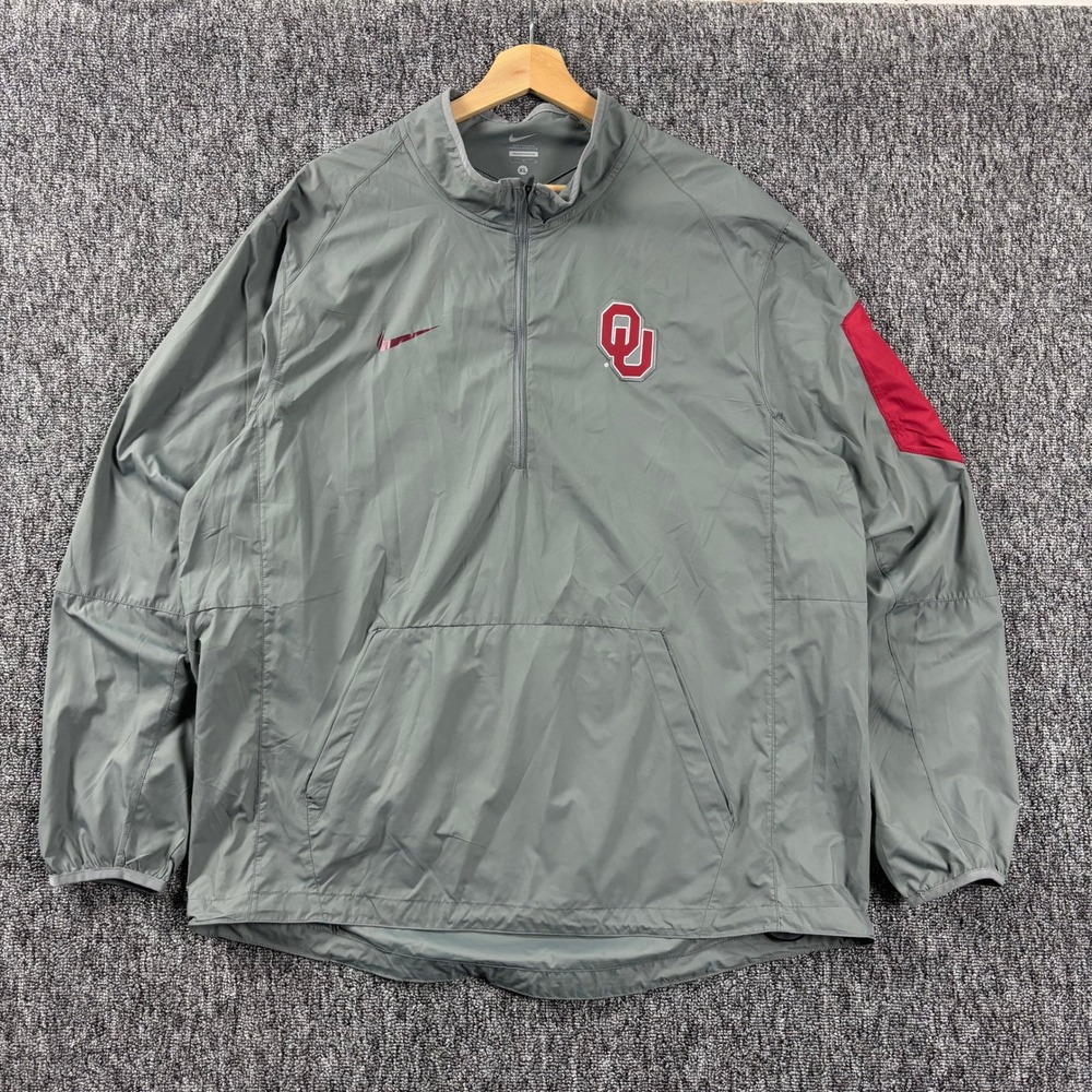 Nike Oklahoma Sooners Retro Collegiate Quarter Zip Windbreaker Jacket Grey XL